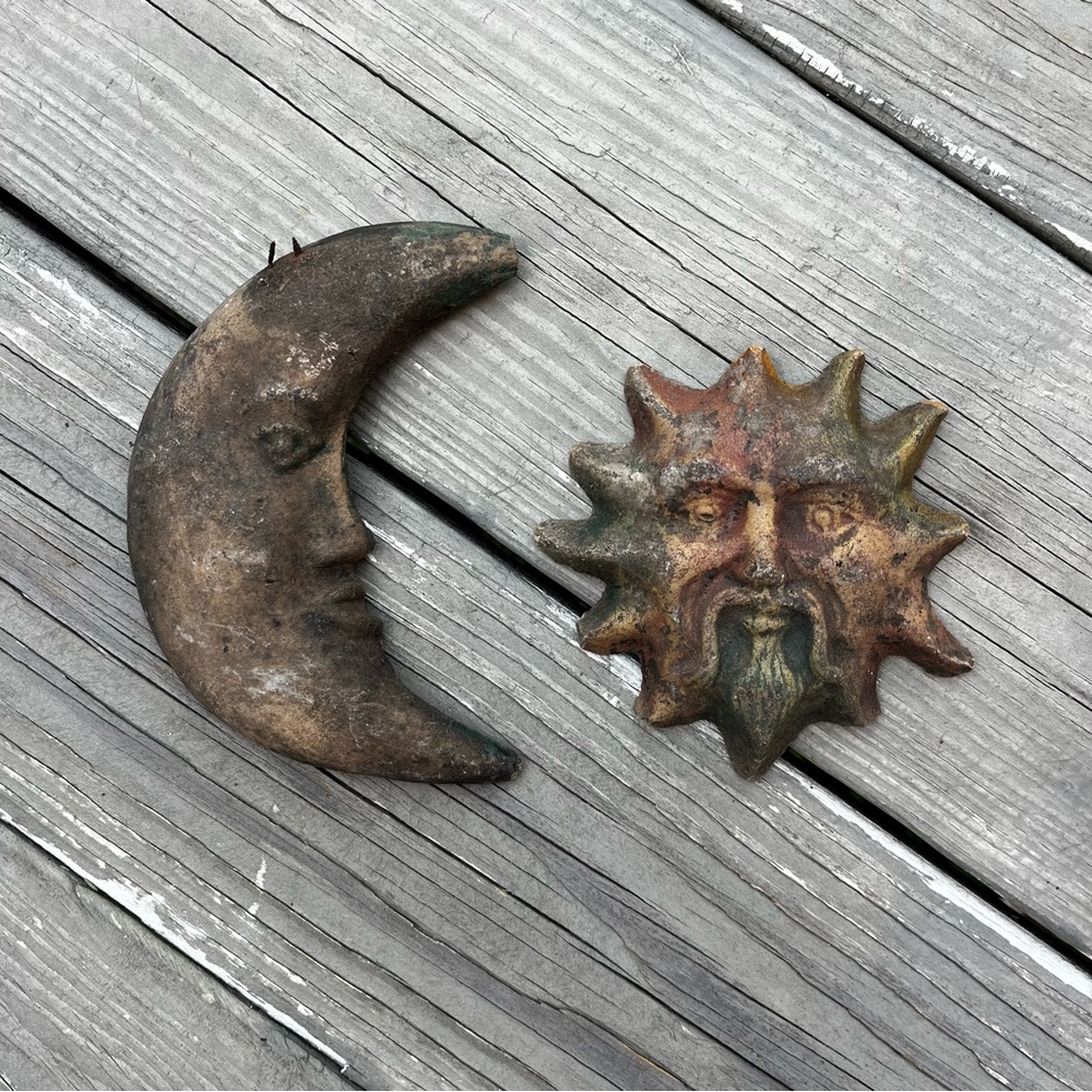 Vintage Sun and Moon Celestial Astronomy Wall Hangings Chipped Flaw